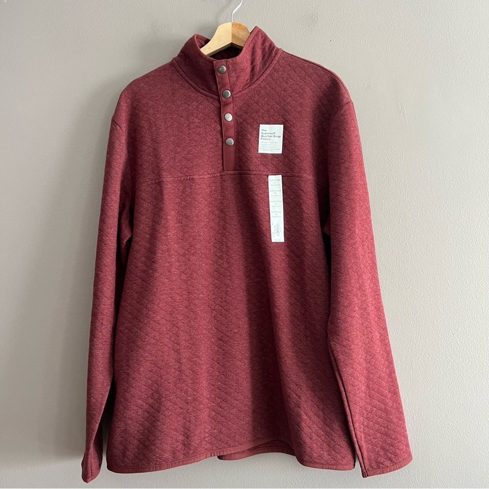 Sonoma Men’s Super Soft Quarter Zip Fleece Pullover Sweater Quilted Maroon XL